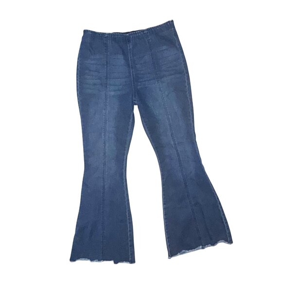 Stretch Denim Pull On Flare Jeans In Blue Xl (15-17) - Picture 1 of 7